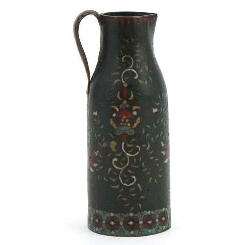 62 - A 19th century Chinese cloisonné jug, paper label to the base, 14cm high.