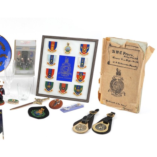 1305 - A collection of Royal Marine interest ephemera including a hand written training book, Britain's fig... 