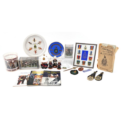 1305 - A collection of Royal Marine interest ephemera including a hand written training book, Britain's fig... 