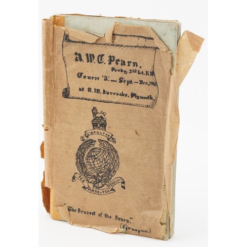 1305 - A collection of Royal Marine interest ephemera including a hand written training book, Britain's fig... 