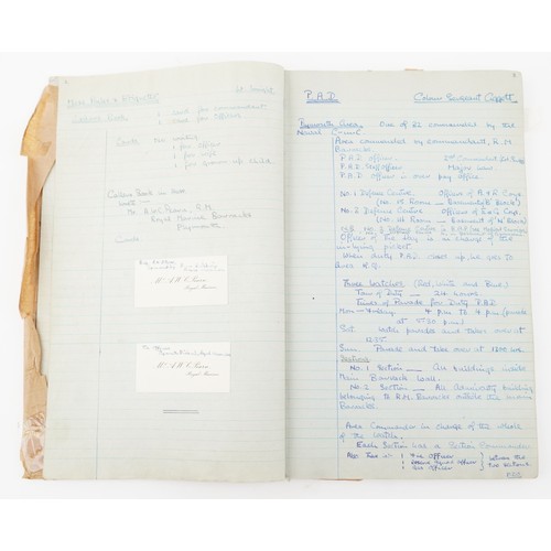 1305 - A collection of Royal Marine interest ephemera including a hand written training book, Britain's fig... 