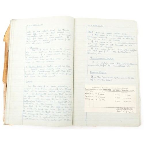 1305 - A collection of Royal Marine interest ephemera including a hand written training book, Britain's fig... 