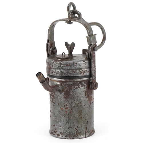 1410 - Vintage military interest carbide lamp, 22cm high