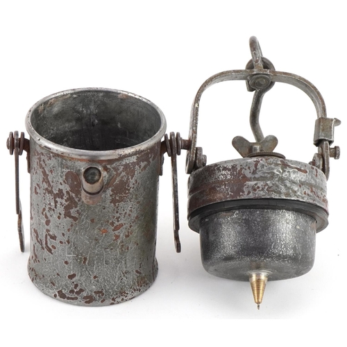1410 - Vintage military interest carbide lamp, 22cm high