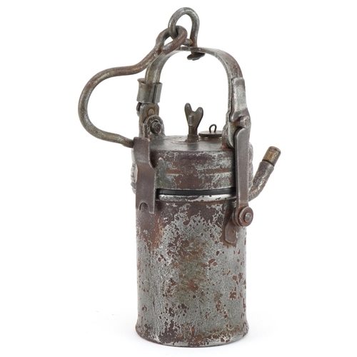 1410 - Vintage military interest carbide lamp, 22cm high