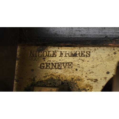 109 - Nicole Frères, a 19th century Swiss inlaid burr walnut music box playing on six airs, 50cm wide.