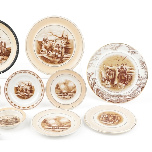 1412 - A collection of military interest Grimwades Bruce Bairnsfather porcelain, some inscribed Made by the... 