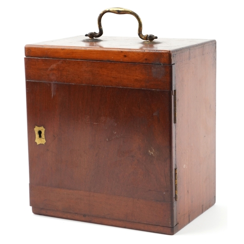 518 - A 19th century brass microscope with fitted case by W J Salmon, London, the case 21cm high.