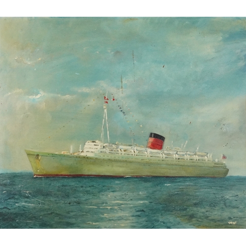 2650 - RMS Caronia (Green Goddess), Cunard White Star Liner 1947-1967, a mid 20th century British school oi... 