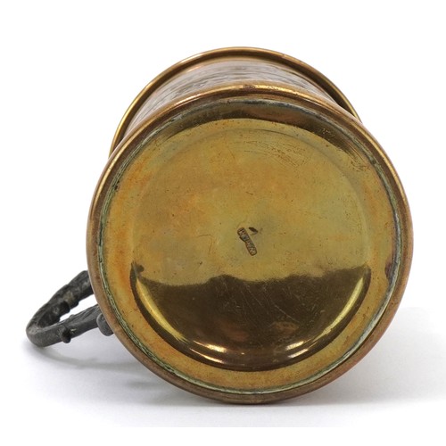 75 - A Grand Tour style brass moneybox with embossed neo-classical decoration and white metal mount in th... 