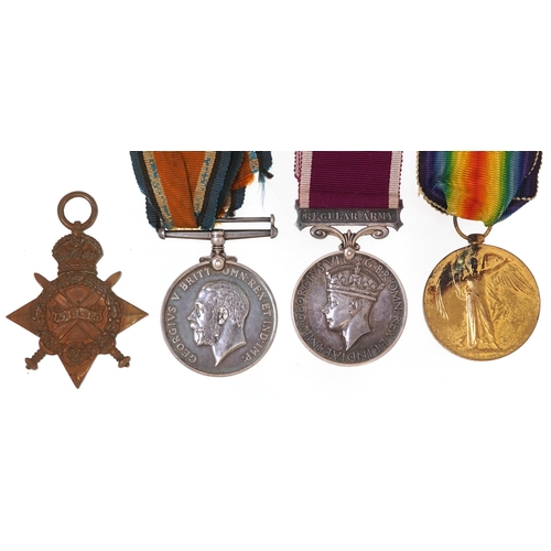 Four British military World War I medals awarded to 9274 PTE M.WILLIAMSON.MANCH.R, 260237 PTE.G.S.CLEEVE.D OF CORN.L.I, 10407 PTE.W.V.EYRES.HAMPS.R and 755614 SJT.G.H.SIMS.R.A.