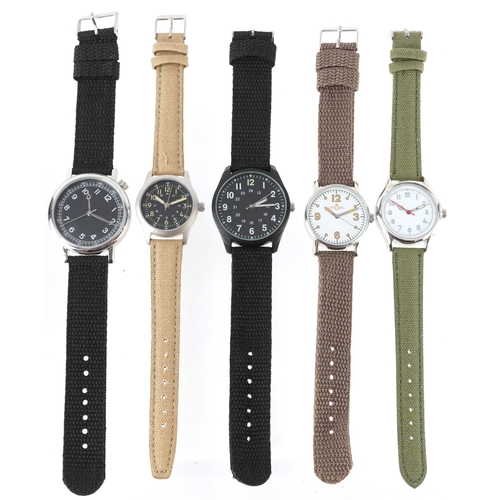 3584 - Five military interest Homage Corps wristwatches.
