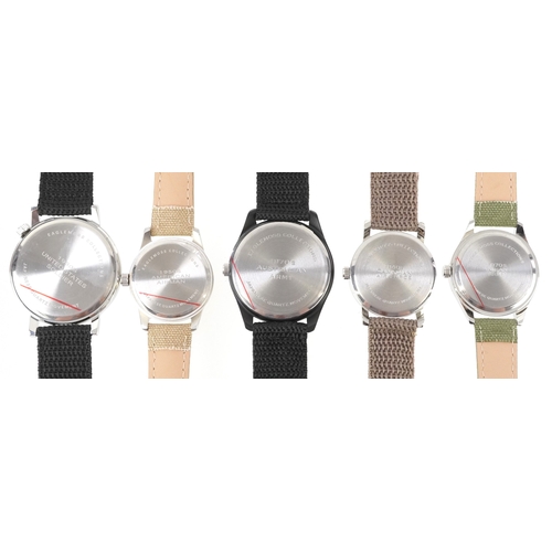 3584 - Five military interest Homage Corps wristwatches.