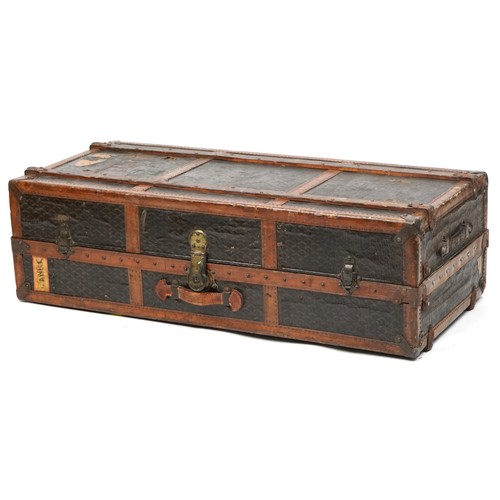 An early 20th century E. Goyard Aine, Paris, steamer trunk, wood and brass bound, baring interior label, H-120cm W-54cm D-35cm