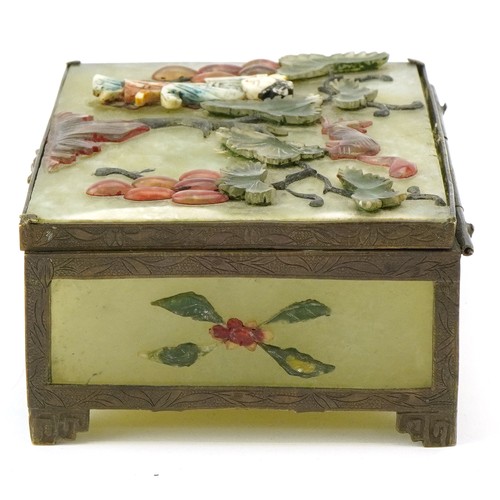A collection of Chinese objects including a green stone jewellery ...