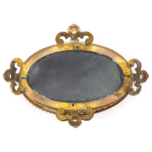 51 - A 19th century guilloche enamel jewellery casket with hand painted floral decoration and brass mount... 
