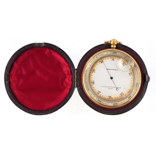 John Davis & Son, Derby, a gilt brass compensated pocket barometer with ...