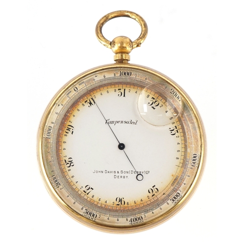 John Davis & Son, Derby, a gilt brass compensated pocket barometer with ...