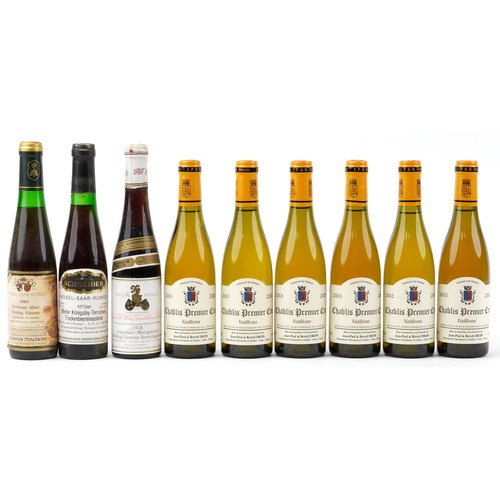 Nine 375ml bottles of wine including six 2003 Vaillons Chablis Premier Cru.