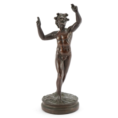 6 - A late 19th century Italian 'Grand Tour' brown patinated bronze figure of 'The Dancing Faun of Pompe... 