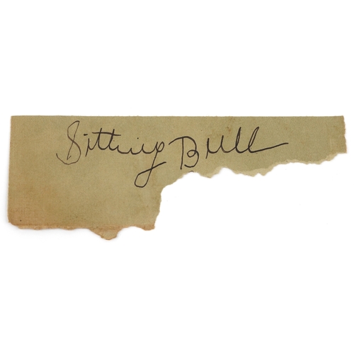 Sitting Bull ink signature on paper, Hunkpap Lakota Leader, 12.5cm in length.