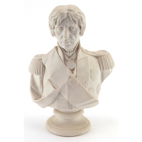 26 - A Victorian parian style bust of Vice Admiral Horatio Nelson, 31cm high.