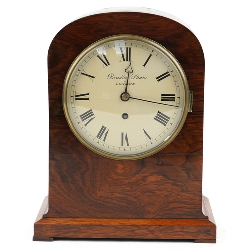 10 - A mid Victorian walnut cased dome top mantle clock having dial inscribed Bradley Shaw London, 35cm h... 