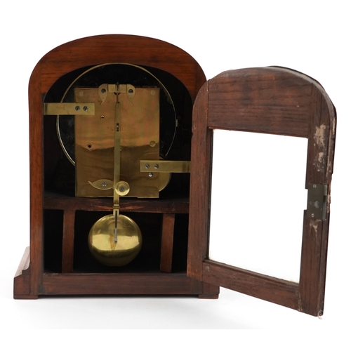 10 - A mid Victorian walnut cased dome top mantle clock having dial inscribed Bradley Shaw London, 35cm h... 