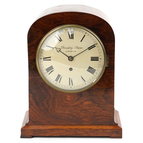 10 - A mid Victorian walnut cased dome top mantle clock having dial inscribed Bradley Shaw London, 35cm h... 