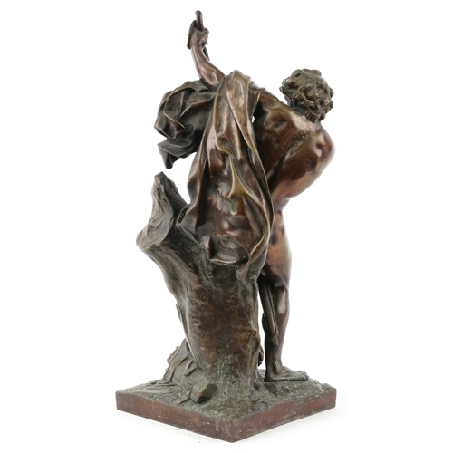 1 - After Jacques Bousseau (1691-1740) - a French brown patinated bronze of 'Ulysses bending his bow', 4... 