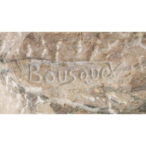 7 - Robert Bousquet (1894-1917) - A French gilt patinated bronze roaring lion mounted on a stone base, s... 