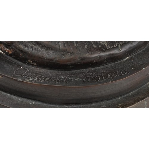 3 - After Augustus Moreau (1834-1917) - 'Le Secret', a brown patinated bronze Putti group on a circular ... 