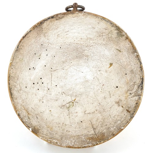 36 - Two 19th century porcelain plaques hand painted with flowers, each housed in a circular gilt frame, ... 