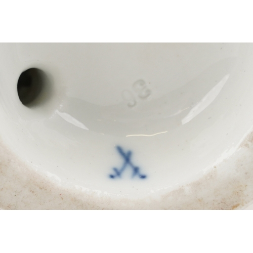 39 - Three late 19th/early 20th century Meissen porcelain figures, each bearing the double  crossed sword... 