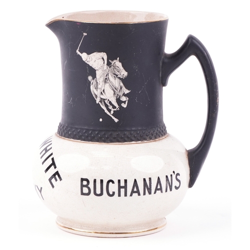 43 - A Buchanan's polo player ceramic pub jug inscribed Black & White Whisky and Frank Beardmore & Co. Fe... 