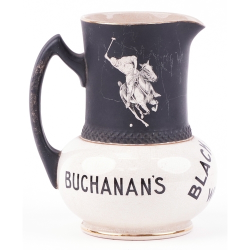 43 - A Buchanan's polo player ceramic pub jug inscribed Black & White Whisky and Frank Beardmore & Co. Fe... 