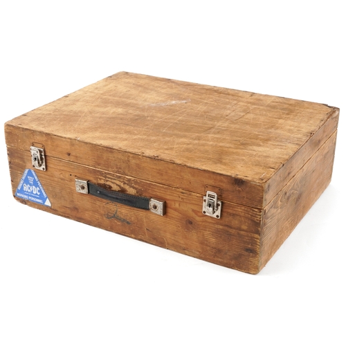 Vintage pine crew box with AC DC World Tour 1988 Working Personnel ...