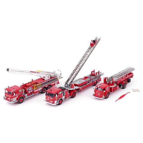 Three Franklin Mint Precision fire engine model vehicles