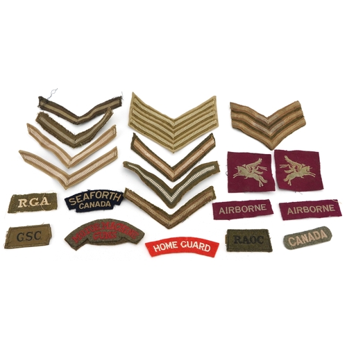 A collection of British and Canadian military interest insignia.