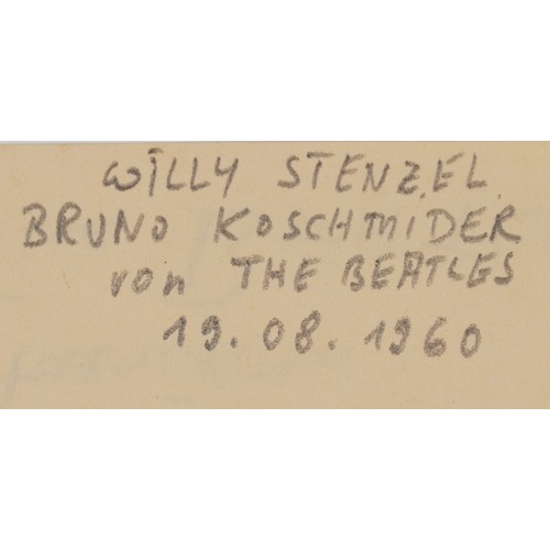 2222 - The Beatles ink signatures on paper - Hallo Willy, We are in Hamburg Paul McCartney, Stuart Sutcliff... 