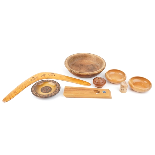 A collection of various 20th century wooden objects including an ...