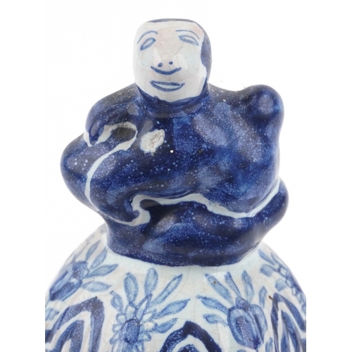 198 - A Chinese porcelain hexagonal vase and cover with animalia knop, hand painted with floral decoration... 