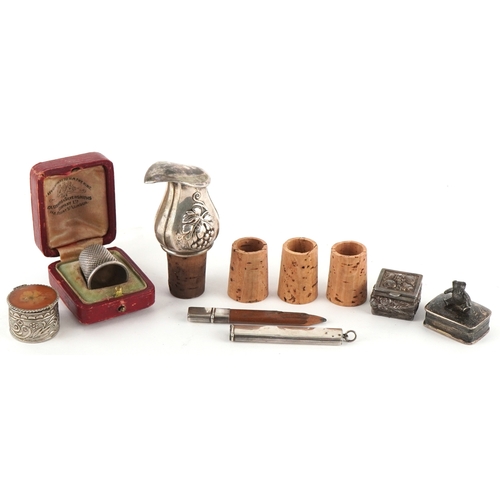 Antique and later silver and white metal objects including a silver ...