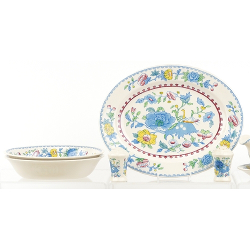 A collection of Mason's Regency pattern dinner/teaware including lidded ...
