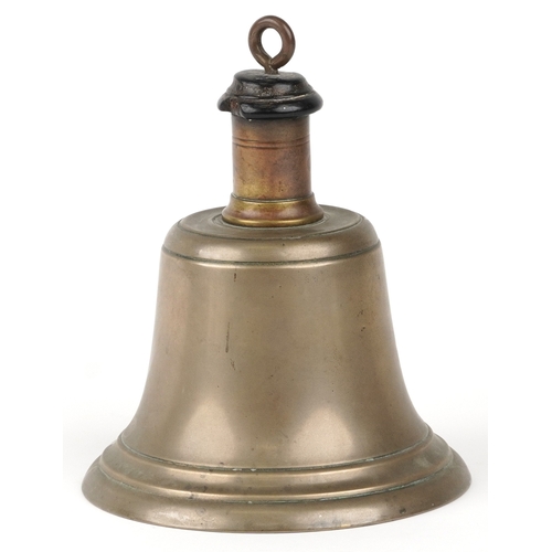 A naval interest bronze ship's bell engraved Lancrasu 1947, 16cm high x ...