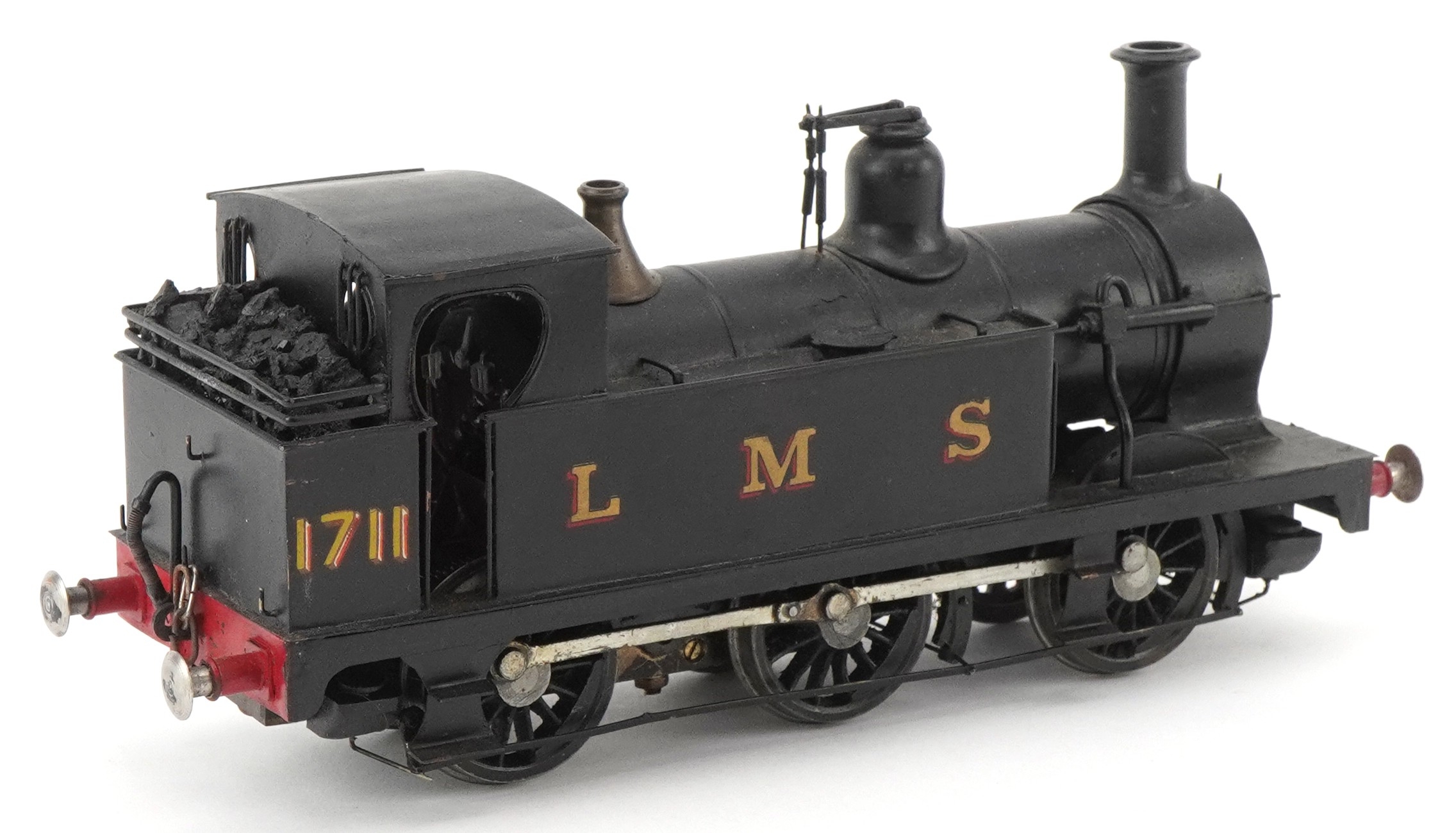 A kit built O gauge model railway LMS 1711 locomotive, 21cm in length.
