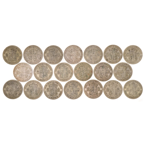 1103 - Twenty pre 1947 half crowns, condition up to extremely fine, 279g.