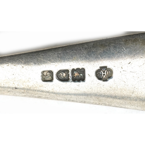3557 - Two George V silver spoons, the largest 18cm in length, total 100.0g.