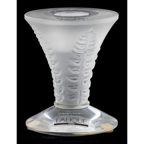 161 - A Lalique frosted glass candlestick, etched Lalique France to the base, 8.5cm high.