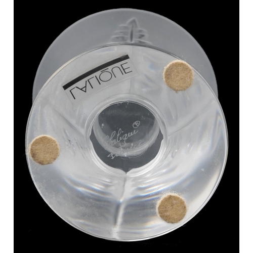 161 - A Lalique frosted glass candlestick, etched Lalique France to the base, 8.5cm high.